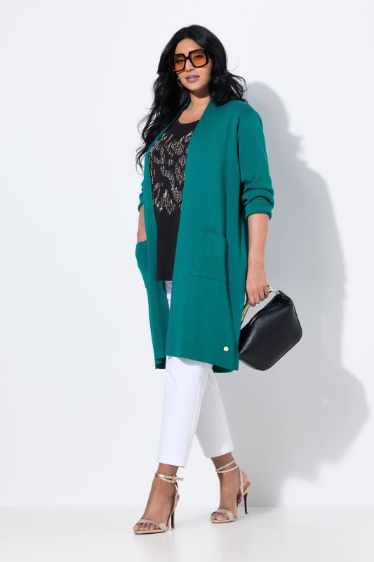 Cardigan coupe ouverte et longue, en maille fine et douce