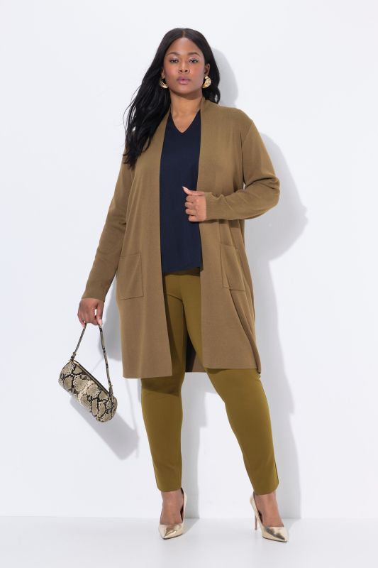 Cardigan coupe ouverte et longue, en maille fine et douce