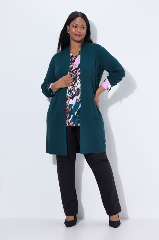 Cardigan coupe ouverte et longue, en maille fine et douce