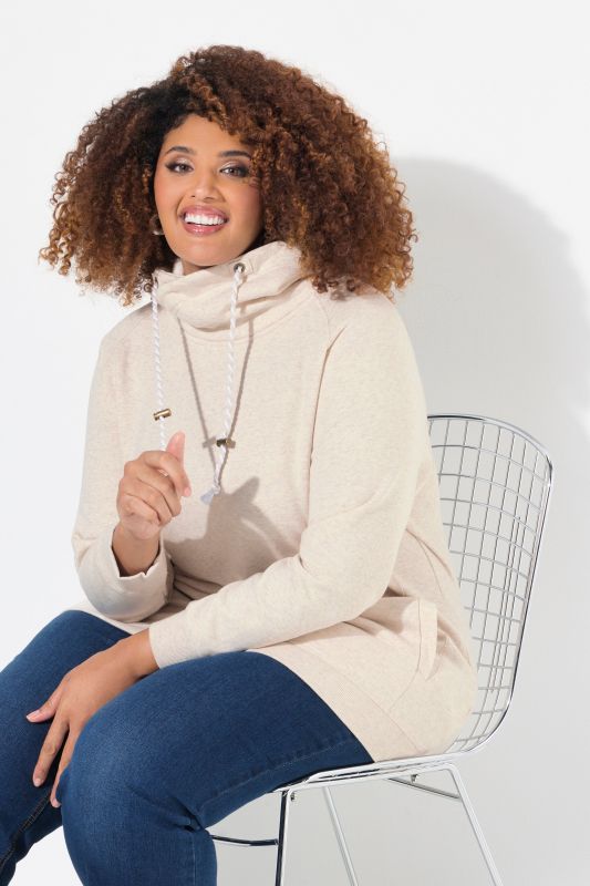 Sweat-shirt à large col montant, poches et manches longues raglan