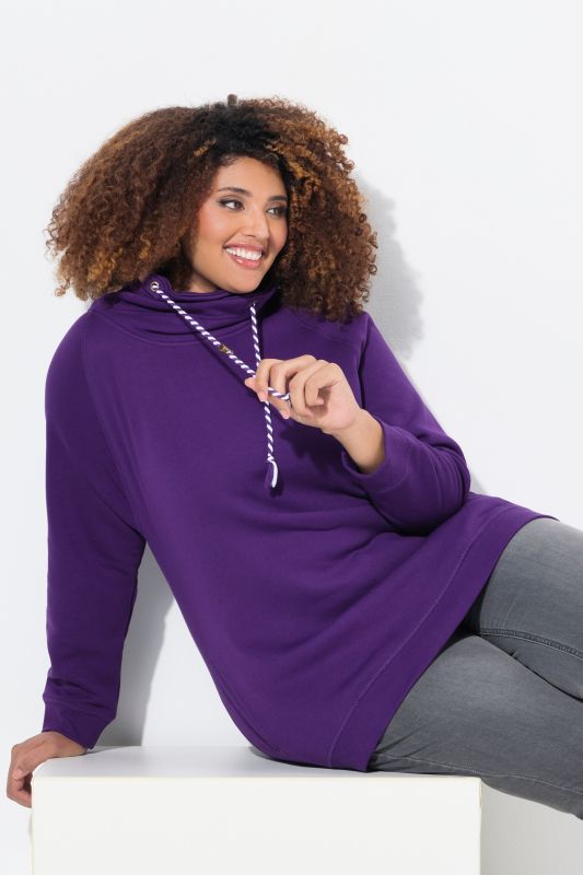 Sweat-shirt à large col montant, poches et manches longues raglan