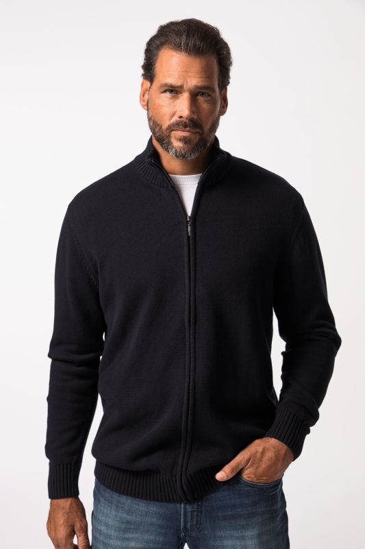 Cardigan, col montant et bords-côtes