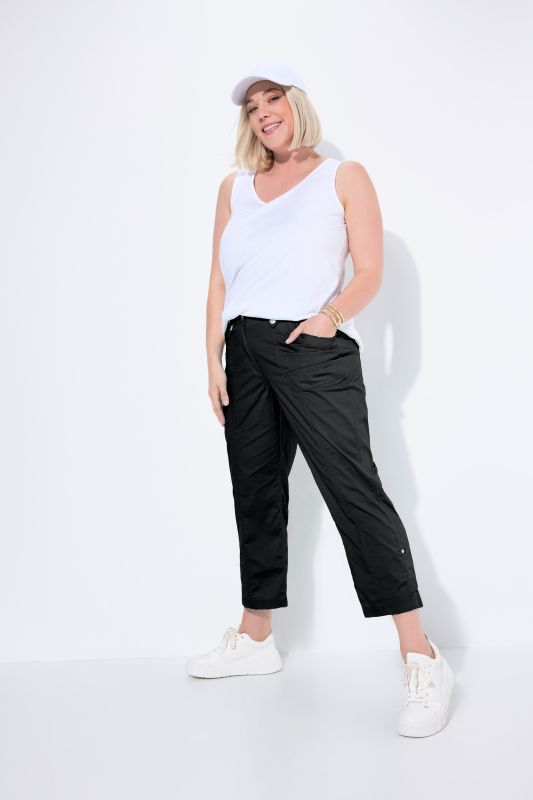 Pantalon cargo 7/8. Taille confortable, Attaches