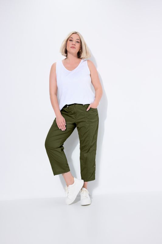 Pantalon cargo 7/8. Taille confortable, Attaches