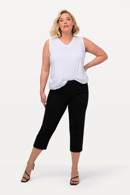 Pantalon Mony, longueur au mollet. Tissu stretch et poches zippées