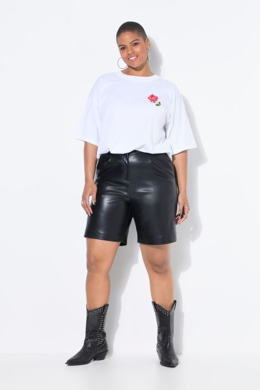 Bermuda en simili. Taille haute, jambe large