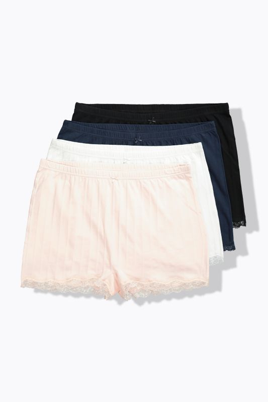 Shorties, lot de 4. Maille ajourée, dentelle