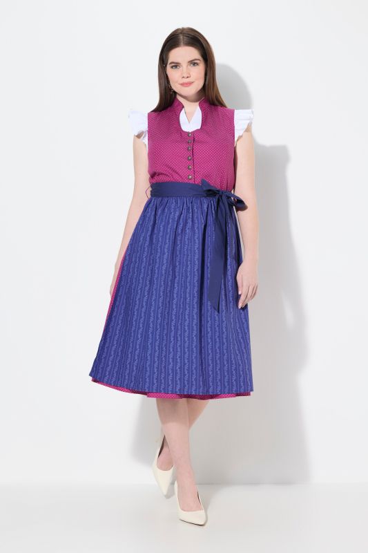 Dirndl sans manches, costume traditionnel bavarois. Col montant et boutons fantaisie