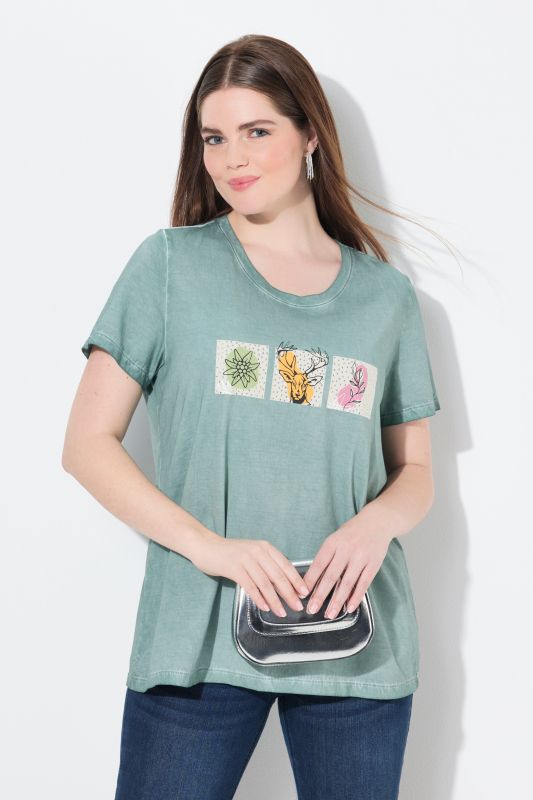 T-shirt à imprimé esprit traditionnel bavarois. Col rond et manches courtes