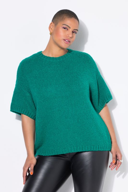 Pull oversize, manches courtes, maille fantaisie