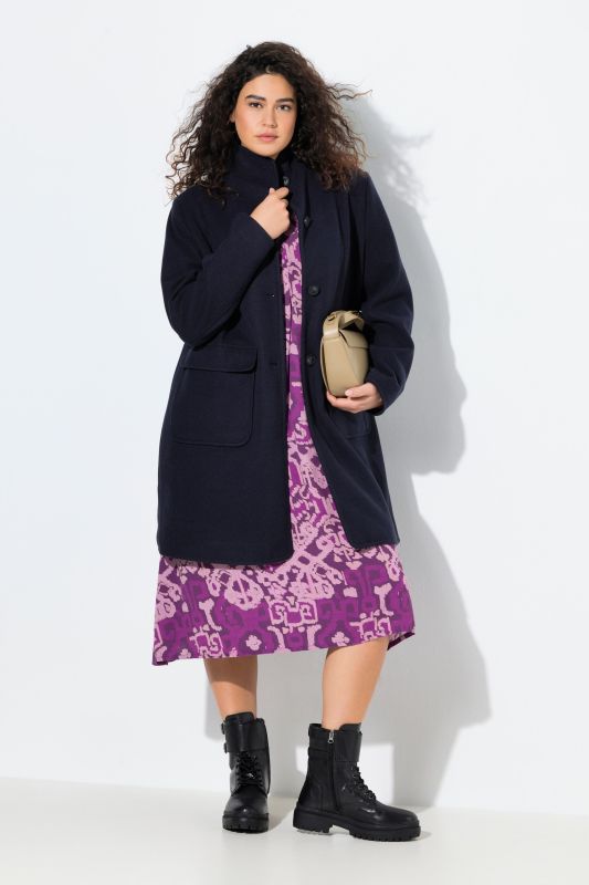 Manteau en lainage à col pelle à tarte et grandes poches