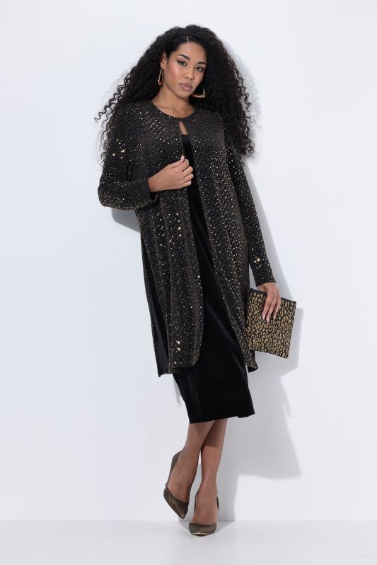 Veste à sequins brillants, col rond et manches longues