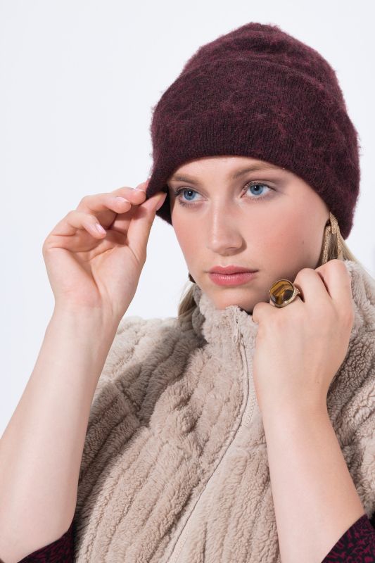 Bonnet en maille fine avec un large revers