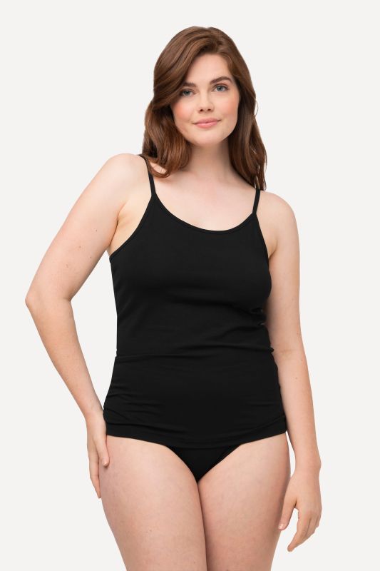 Débardeur en coton bio. Coupe slim à bretelles spaghetti