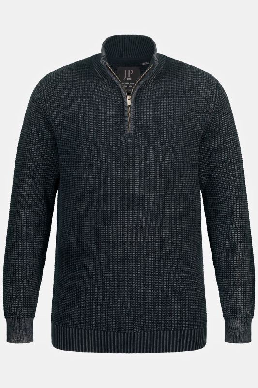 Pull camionneur au look vintage, empiècement avec col montant et zip