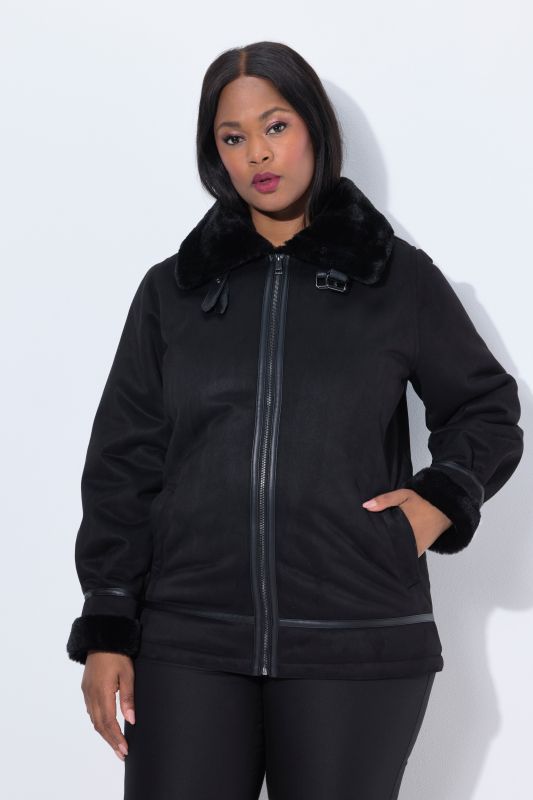 Vest d'aviateur Shearling style peau d'agneau, col