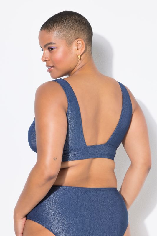 Haut de bikini à coques souples, tissu pailleté
