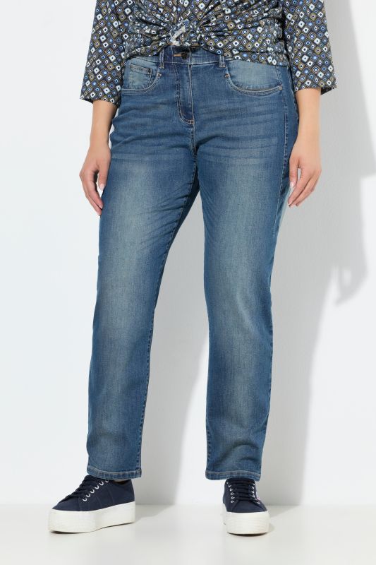 Jean Boyfriend confortable à taille soupe et surpiqûres