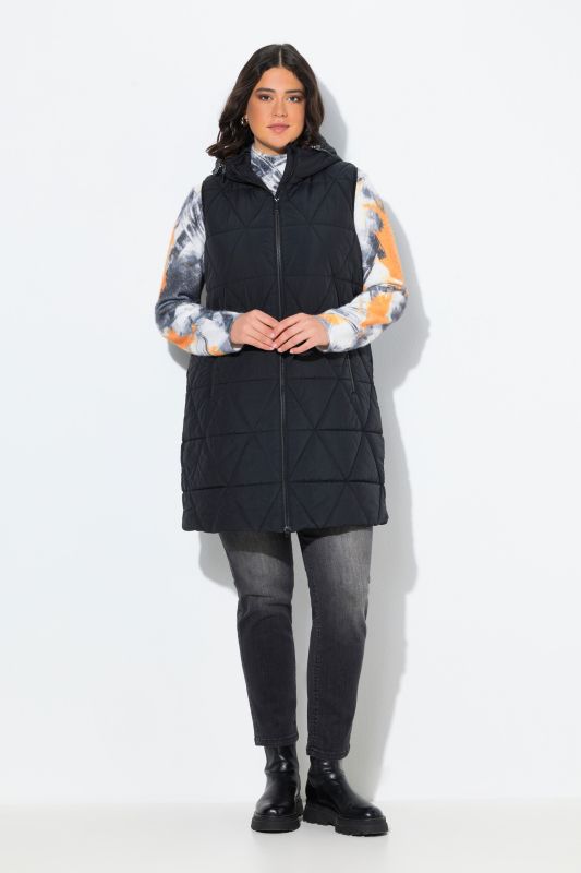 Doudoune matelassée longue HYPRAR, sans manches, capuche et matière déperlante