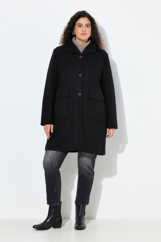 Manteau en lainage à col pelle à tarte et grandes poches