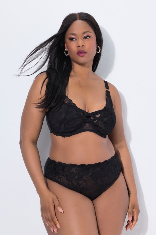 Culotte maxi TruYou, dentelle florale et ruban fantaisie