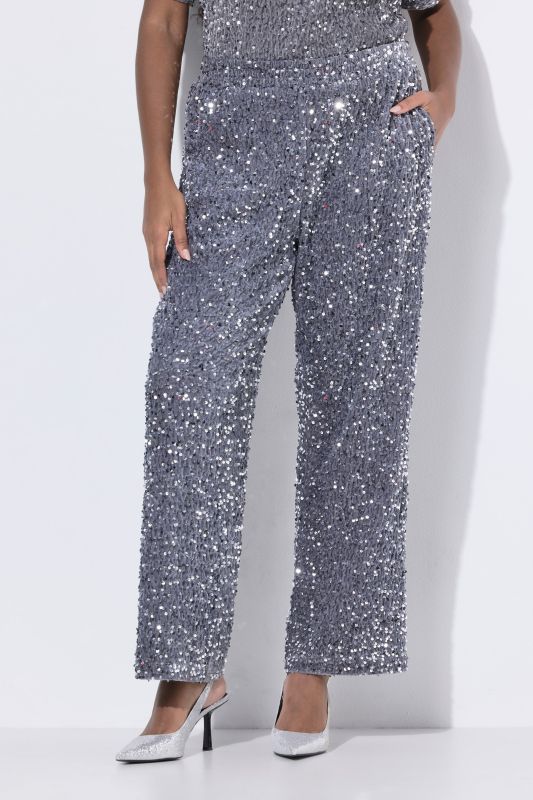 Pantalon de costume en velours à paillettes, taille confortable