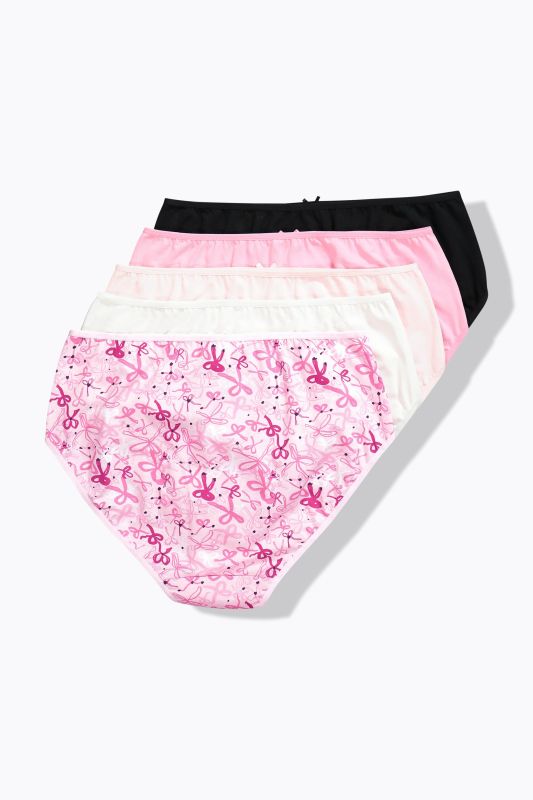 Culottes midi, lot de 5, nœuds/couleur unie