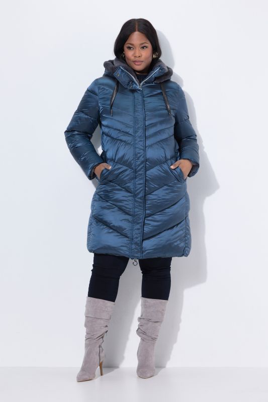 Manteau matelassé HYPAR, effet métallisé, fausse fourrure et capuche