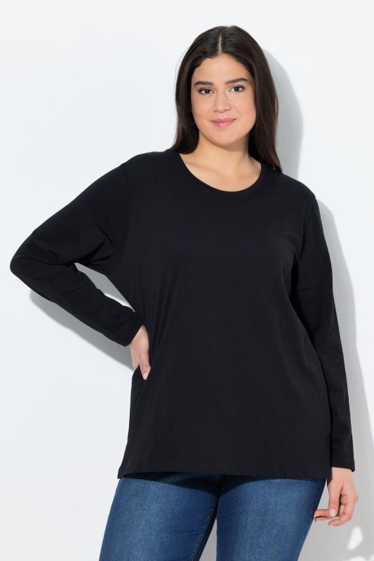 T-shirt décontracté à col rond et manches longues