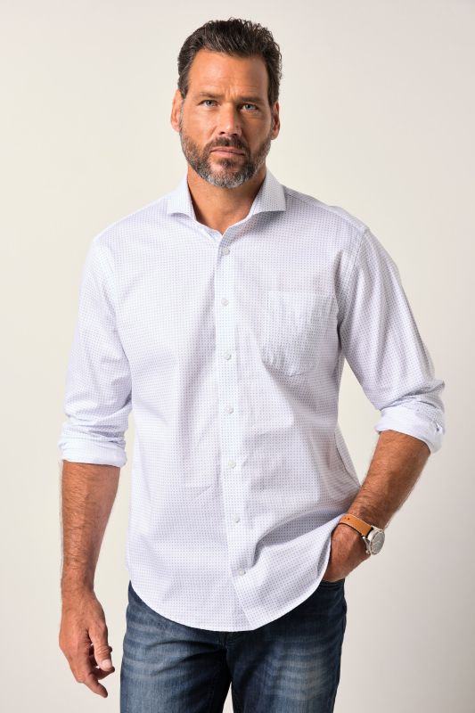 Chemise JP 1880 coupe Modern Fit, imprimé minimaliste, manches longues et col requin, collection Business - jusqu'au 8 XL
