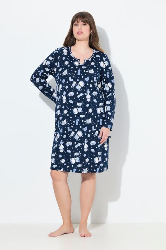 Grands t-shirts en lot de 2, avec motif chats, col rond et manches longues