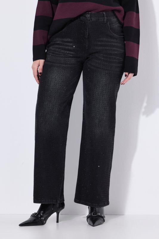 Jean Mary, jambe large et droite, strass