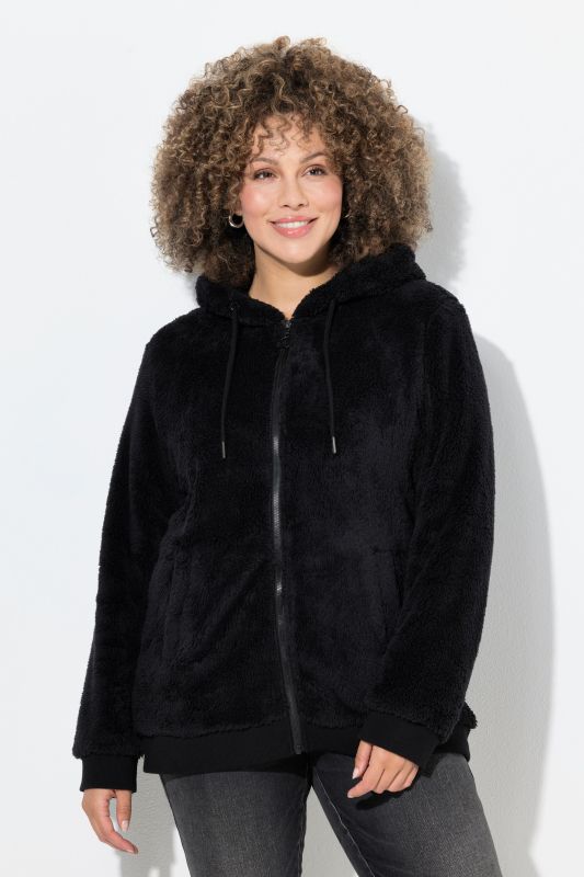 Veste à capuche en polaire bouclée, manches longues, polaire teddy douce