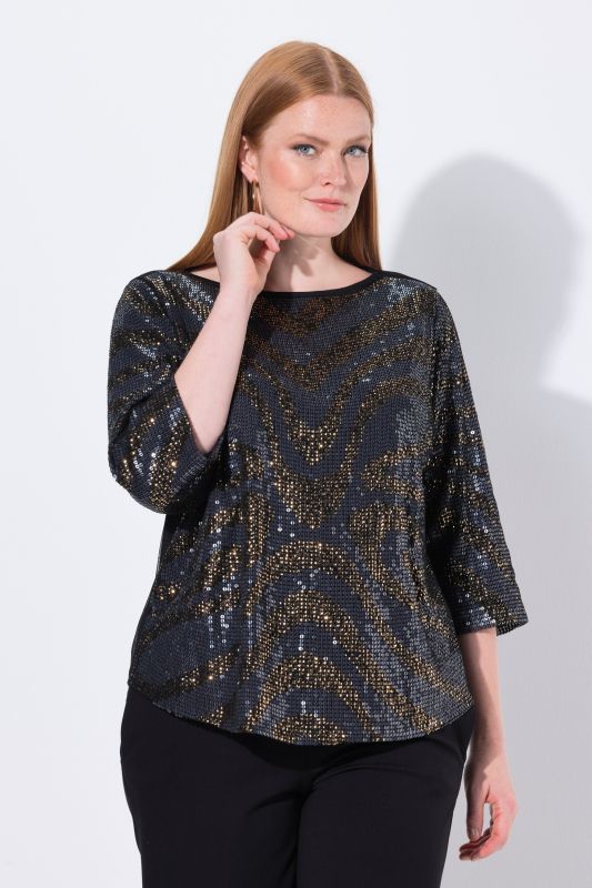 Blouse doublée, encolure bateau et manches 3/4
