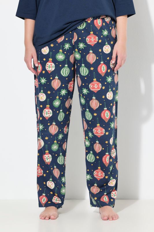 Pantalon de pyjama en coton bio avec poches et motif décorations de sapin de Noël