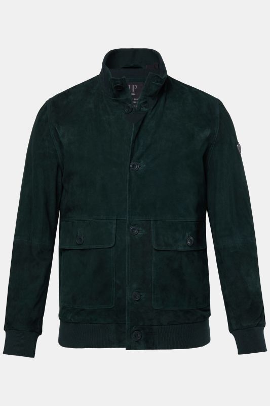 Veste en cuir suédé JP 1880, col montant et patte de boutonnage - jusqu'au 7 XL