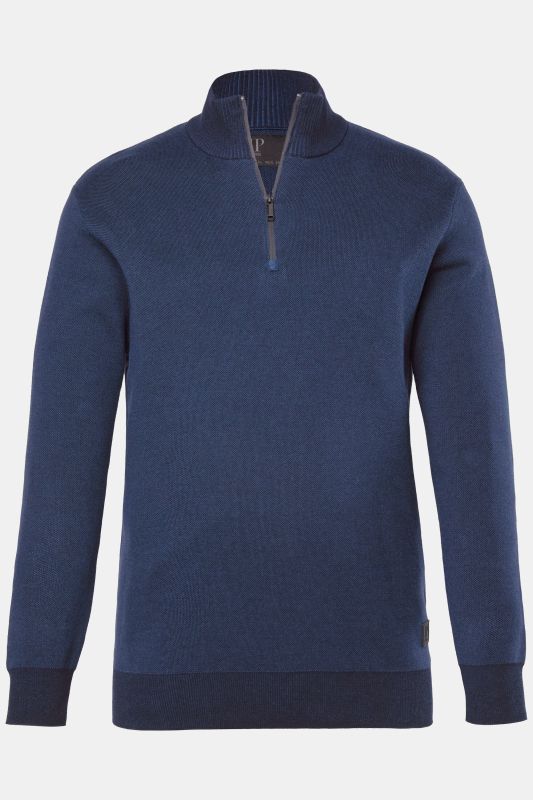 Pull camionneur en maille JP 1880, col zippé, maille texturée CashmereTouch - jusqu'au 7 XL
