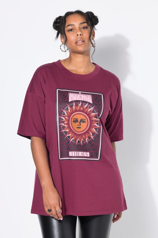 T-shirt oversize avec imprimé soleil style tarot