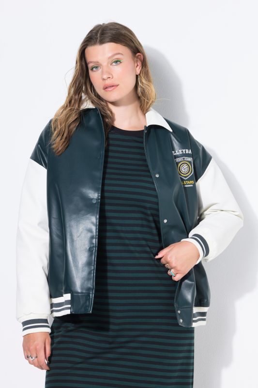Veste esprit blouson teddy américain bicolore, avec manches ballon