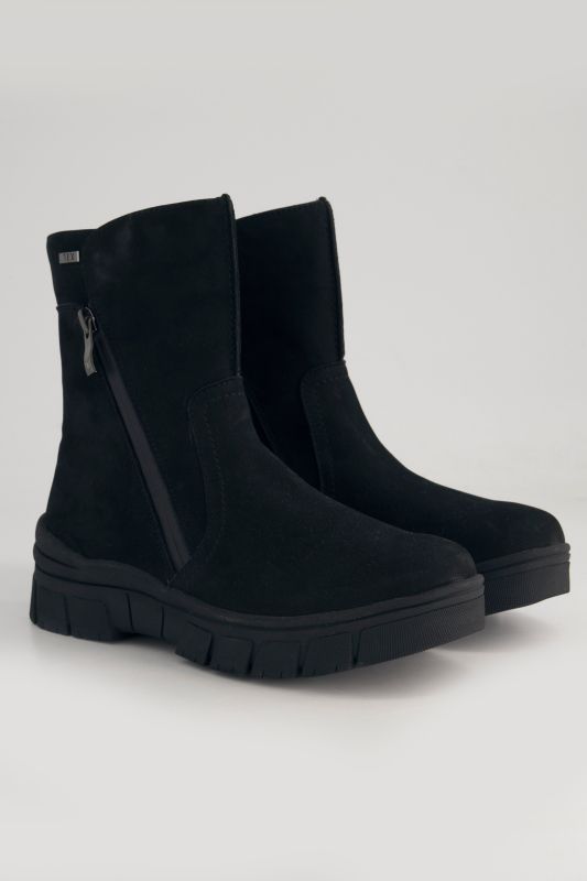 Bottines techniques en cuir Caprice, avec doublure en polaire bouclée, largeur G