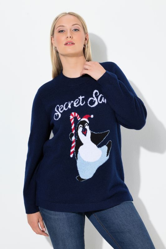 Pull norvégien esprit de Noël, col montant et manches longues