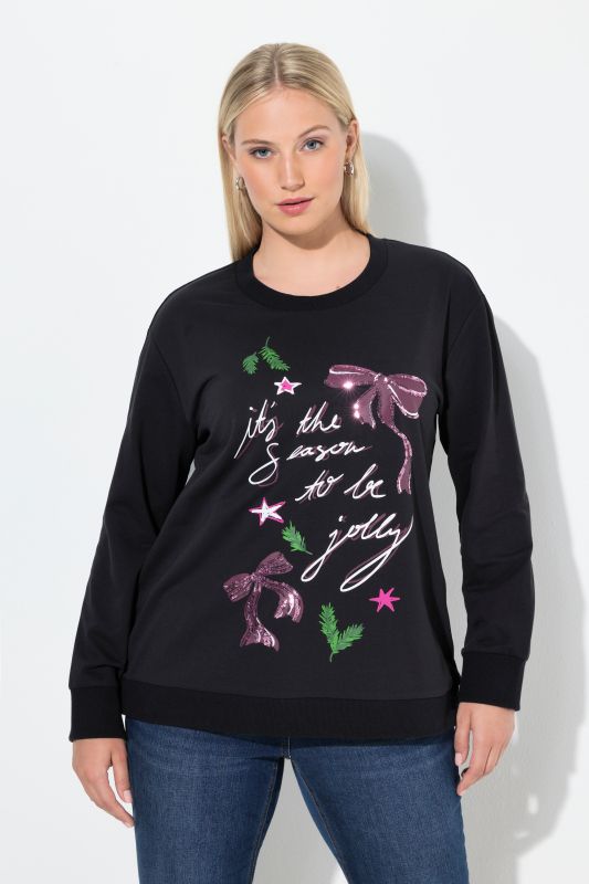 Sweat-shirt de Noël avec nœud, col rond et manches longues