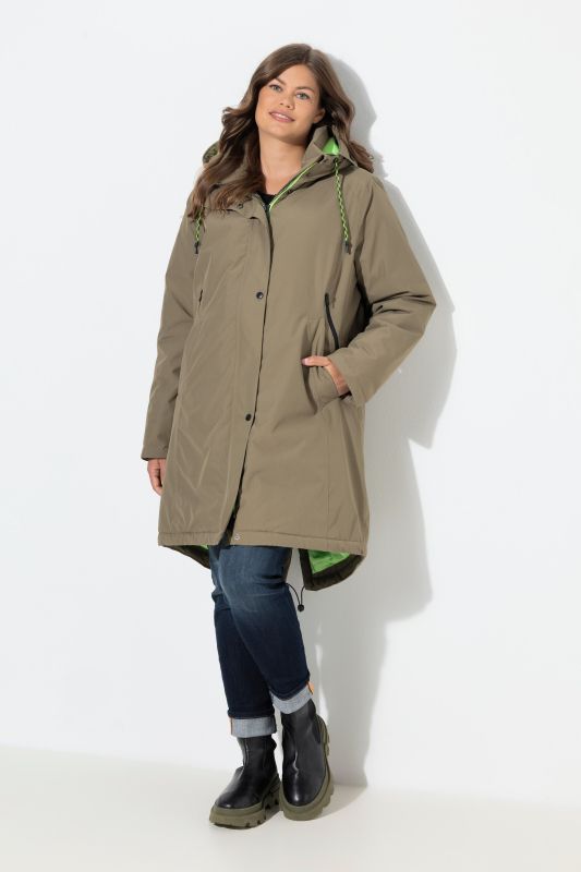 Manteau technique à capuche. Fermeture éclair à double sens