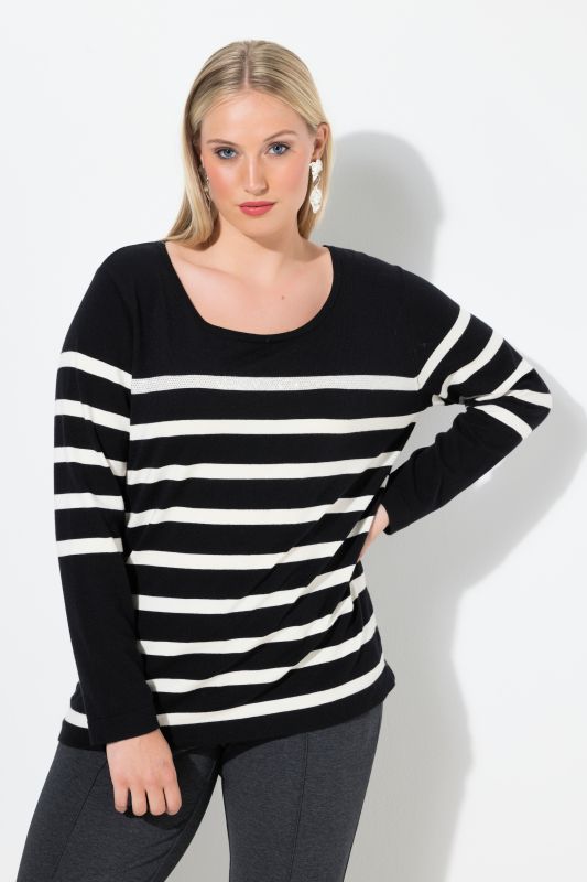 Pull oversize à rayures, col rond et manches longues