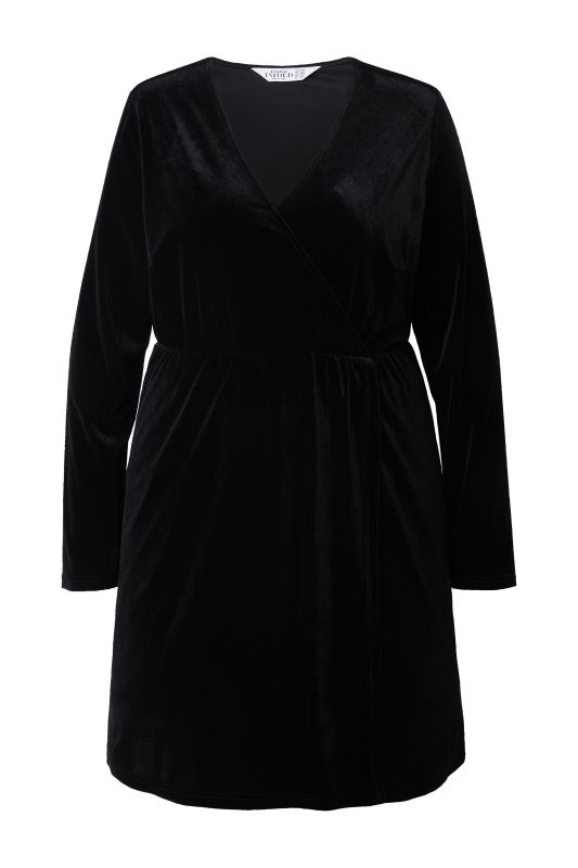 Robe mini, ligne en A, velours, cache-cœur, manches longues