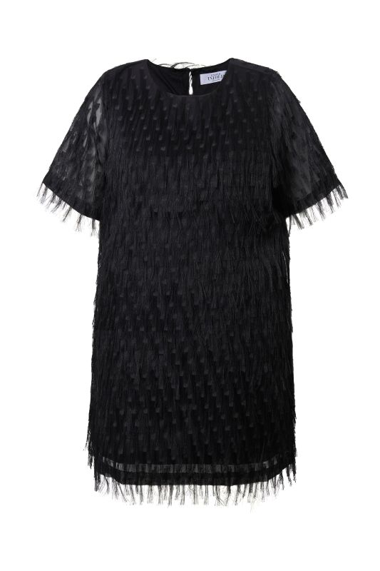 Robe courte à franges, coupe Straight Loose Shape