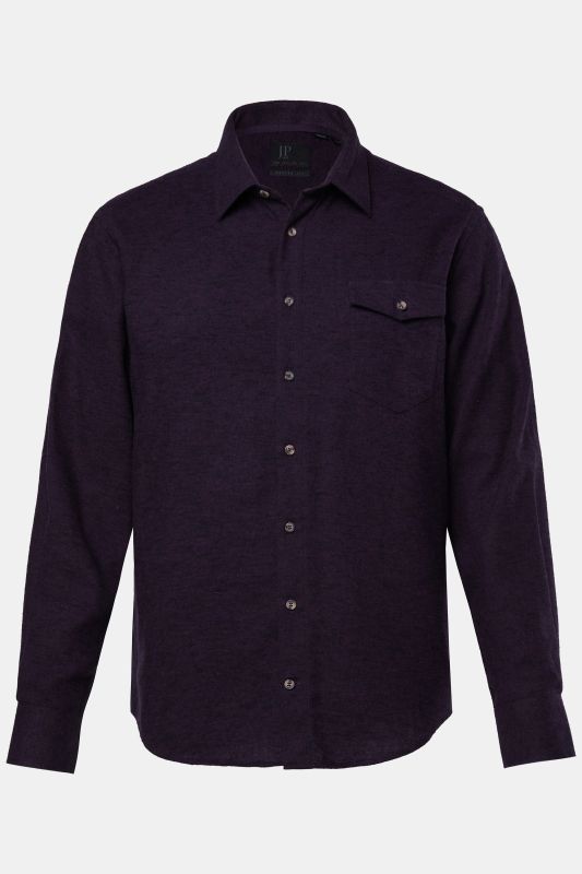 Chemise JP 1880 en flanelle à manches longues et col Kent, coupe Modern Fit - jusqu'au 8&nbsp;XL