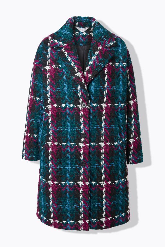 Manteau oversize à carreaux, col à revers