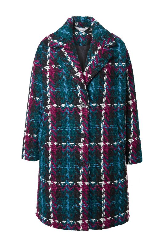 Manteau oversize à carreaux, col à revers