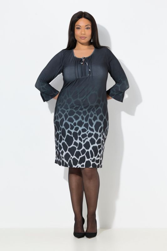 Robe en jersey avec dégradé de motifs animaux et manches longues